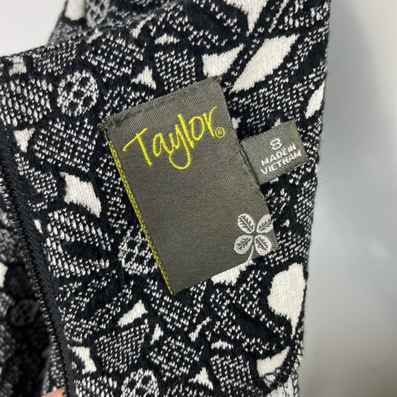 Taylor Flora lDetail Black and White 3/4 Sleeve Mini Dress Size 8 - Picture 9 of 10